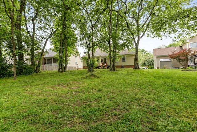 view of yard featuring fence