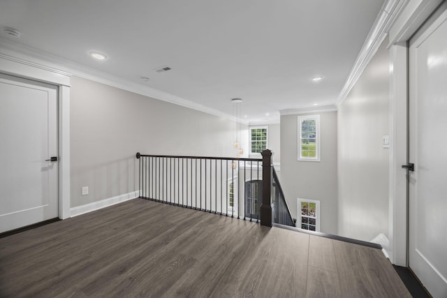601 Joyce Ave, Lewisburg, TN 37091 - corridor featuring crown molding, dark wood-type flooring, and recessed lighting