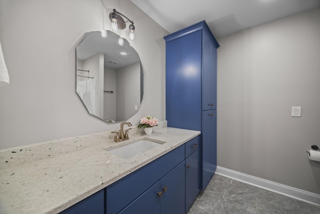 601 Joyce Ave, Lewisburg, TN 37091 - full bath featuring marble finish floor, baseboards, and vanity