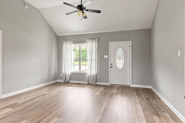 125 Southview Dr, Lewisburg, TN 37091 - entryway with vaulted ceiling, wood finished floors, baseboards, and ceiling fan