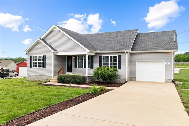 125 Southview Dr, Lewisburg, TN 37091 - view of front facade with crawl space, an attached garage, a front lawn, and driveway
