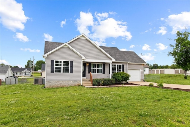 125 Southview Dr, Lewisburg, TN 37091 - view of front of property featuring fence, cooling unit, an attached garage, crawl space, and a front yard
