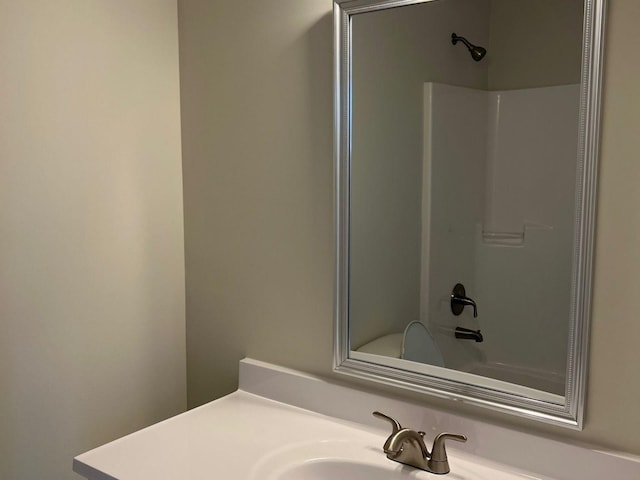 full bathroom featuring vanity and shower / bathtub combination