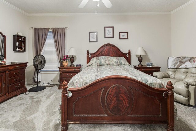 746 Shadow Ln, Belvidere, TN 37306 - carpeted bedroom featuring crown molding, baseboards, and a ceiling fan
