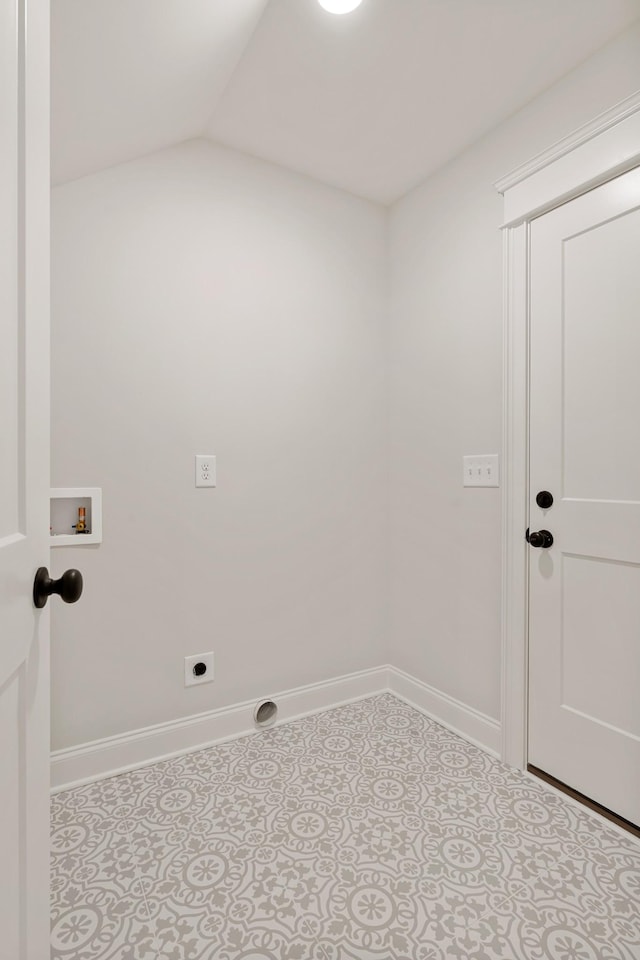 119 Casey St, Brush Creek, TN 38547 - laundry room with baseboards, washer hookup, tile patterned flooring, hookup for an electric dryer, and laundry area