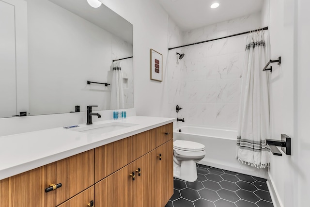 2176 Carson St Unit 5, Nashville, TN 37211 - full bathroom featuring toilet, tile patterned flooring, shower / bathtub combination with curtain, vanity, and recessed lighting