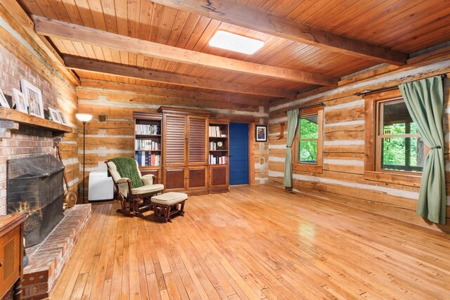 460 Seven Springs Rd, Clarksville, TN 37043 - sitting room with beam ceiling, wood ceiling, and hardwood / wood-style flooring