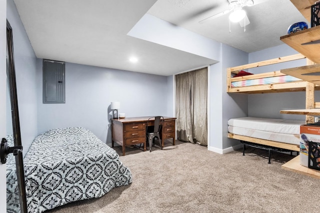 460 Seven Springs Rd, Clarksville, TN 37043 - carpeted bedroom featuring electric panel, baseboards, and a ceiling fan
