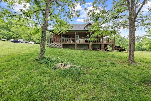 view of yard featuring a deck