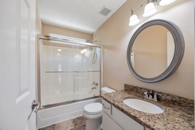 2004 Pinewood Ct, Mount Juliet, TN 37122 - bathroom featuring toilet, shower / bath combination with glass door, vanity, and vaulted ceiling