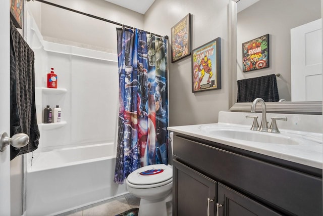 2950 Jim Taylor Rd, Woodlawn, TN 37191 - full bathroom with vanity, toilet, tile patterned flooring, and shower / bath combination with curtain