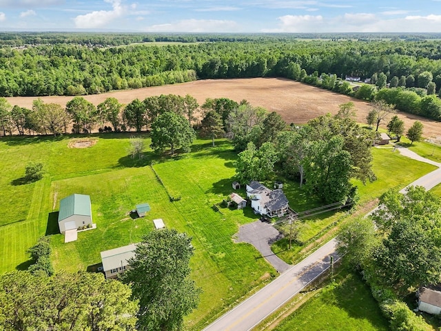 aerial view featuring a forest view