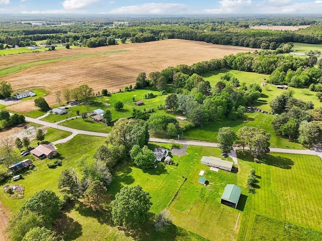 birds eye view of property with a rural view