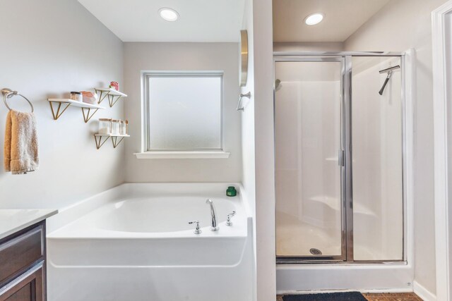 5002 Fox Run S, Spring Hill, TN 37174 - full bathroom featuring a stall shower, vanity, and a garden tub