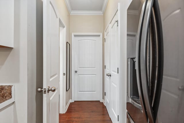 5002 Fox Run S, Spring Hill, TN 37174 - hallway featuring crown molding and dark wood-style flooring