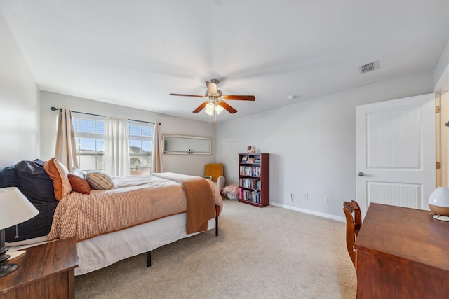 5002 Fox Run S, Spring Hill, TN 37174 - carpeted bedroom featuring baseboards, a ceiling fan, and visible vents
