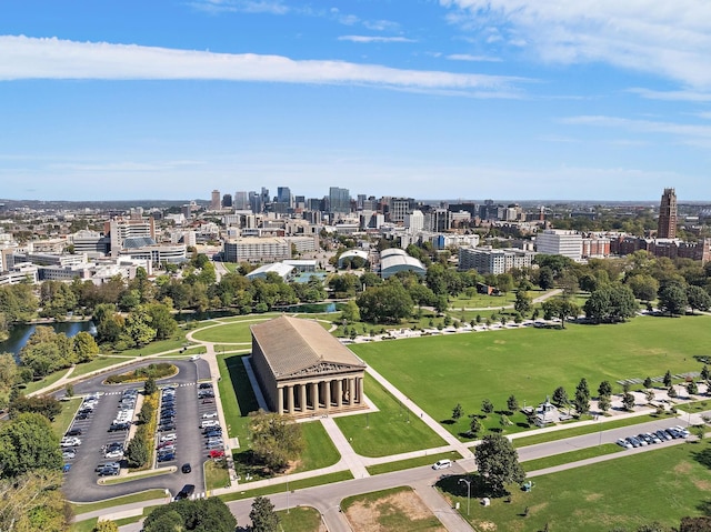 aerial view with a city view