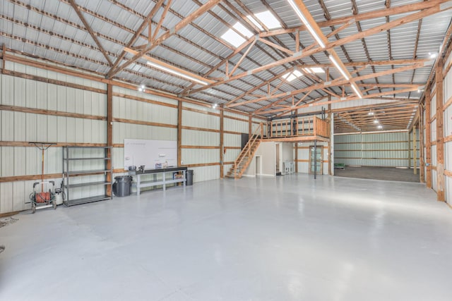 garage with metal wall