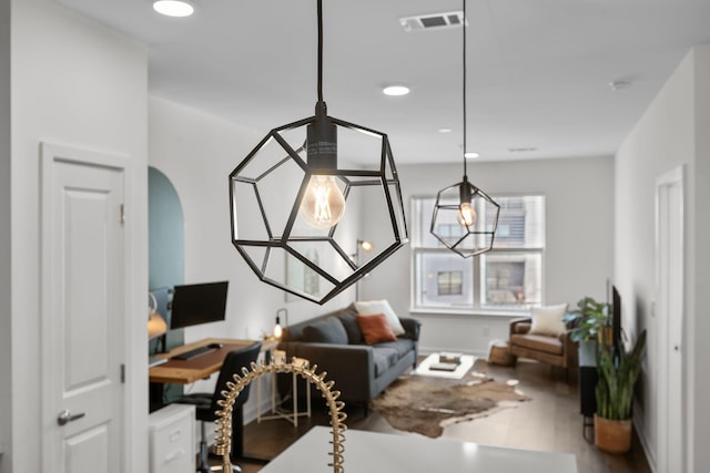 1677 54th Ave N Unit 318, Nashville, TN 37209 - home office with wood finished floors, recessed lighting, and a chandelier