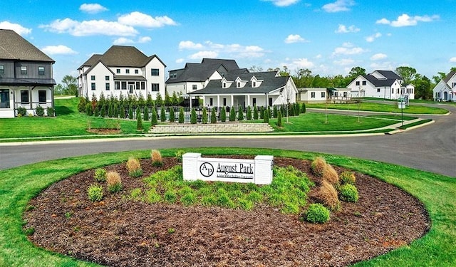 exterior space featuring curbs, sidewalks, and a residential view