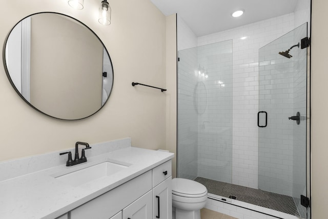 5958 Hunt Valley Dr, Spring Hill, TN 37174 - full bathroom featuring a stall shower, vanity, and recessed lighting