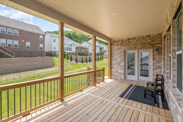 5509 Dana Ln, Franklin, TN 37064 - wooden deck featuring a residential view, a yard, and french doors