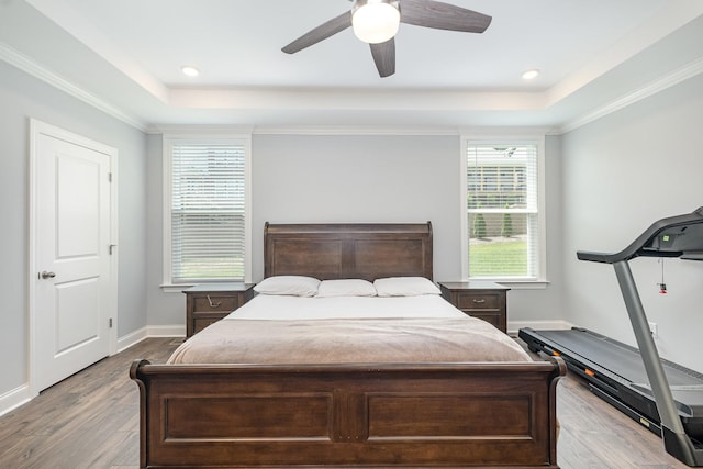 5509 Dana Ln, Franklin, TN 37064 - bedroom with a tray ceiling, dark wood-style flooring, and baseboards