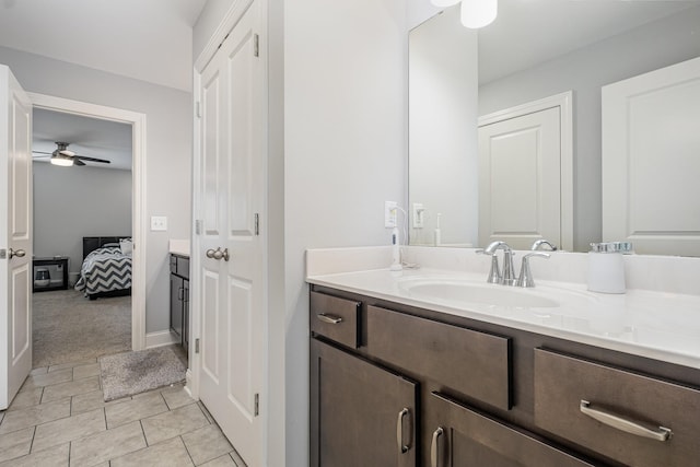 5509 Dana Ln, Franklin, TN 37064 - bathroom with a ceiling fan, vanity, tile patterned flooring, and ensuite bath