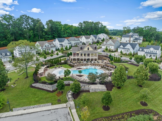 drone / aerial view with a residential view