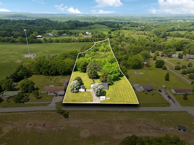aerial view with a rural view