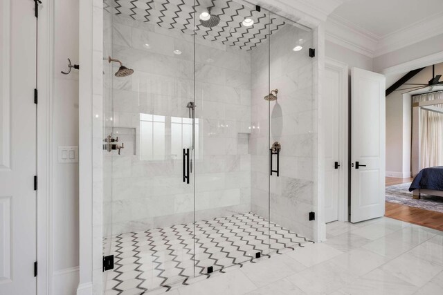 9316 Edenwilde Dr, Brentwood, TN 37027 - ensuite bathroom with ornamental molding, ensuite bath, and a shower stall