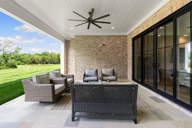 9316 Edenwilde Dr, Brentwood, TN 37027 - view of patio / terrace featuring ceiling fan and an outdoor living space