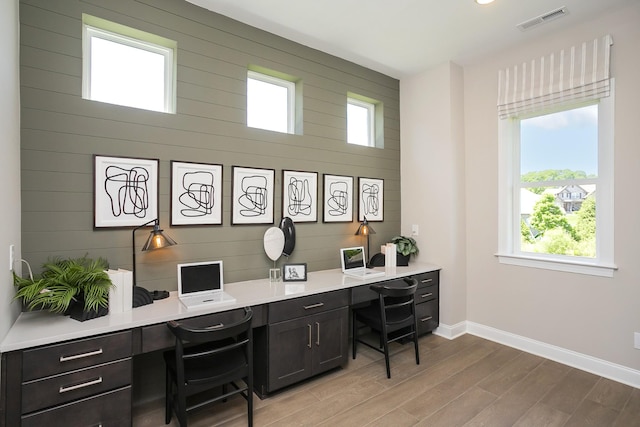 5963 Hunt Valley Dr, Spring Hill, TN 37174 - office with baseboards, light wood-type flooring, and built in desk