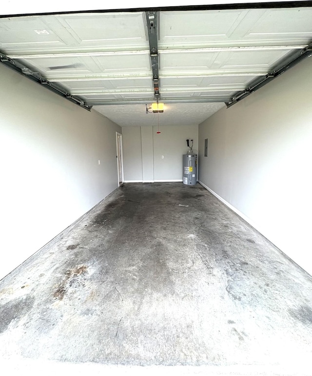 garage featuring water heater