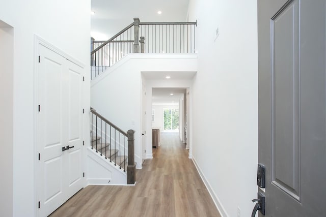 126 W Cassa Way, Mount Juliet, TN 37122 - foyer with recessed lighting, baseboards, stairs, wood finished floors, and a high ceiling