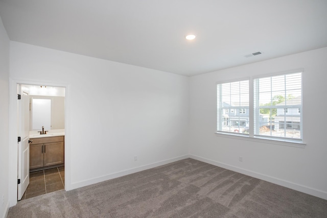 132 W Cassa Way, Mount Juliet, TN 37122 - interior space with recessed lighting, baseboards, dark colored carpet, visible vents, and a sink