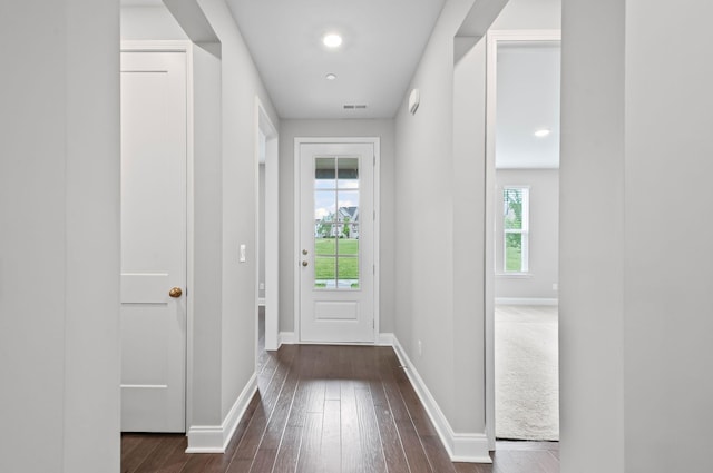 2131 Gunwale Mews, Franklin, TN 37064 - entryway with baseboards, dark wood finished floors, and recessed lighting