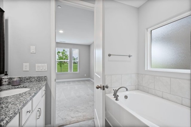 2131 Gunwale Mews, Franklin, TN 37064 - full bathroom with a garden tub, vanity, baseboards, and tile patterned flooring