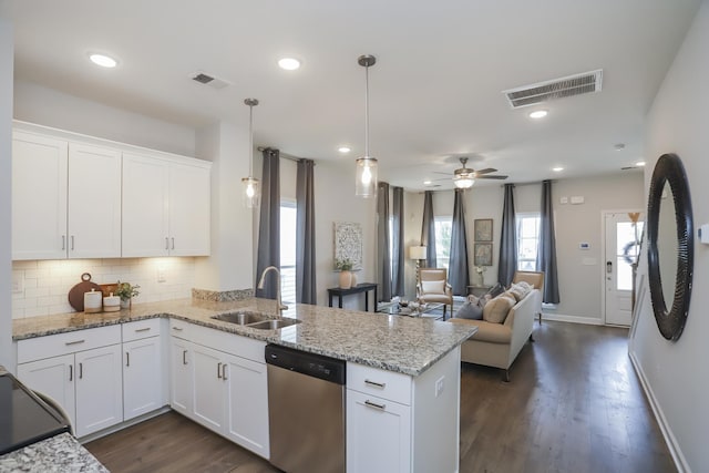 2804 Sonoma Way, Columbia, TN 38401 - kitchen with a peninsula, dishwasher, visible vents, and a sink