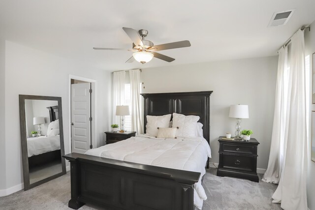 2804 Sonoma Way, Columbia, TN 38401 - bedroom featuring light colored carpet, visible vents, baseboards, and ceiling fan