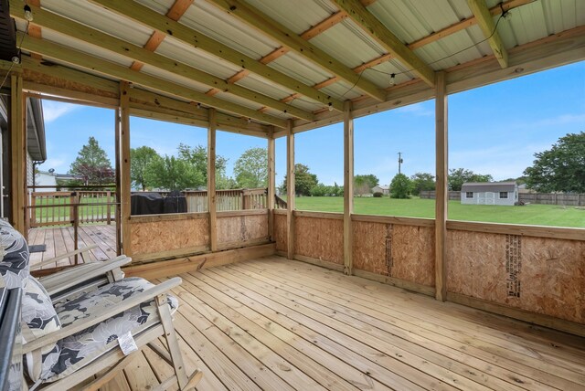 view of unfurnished sunroom