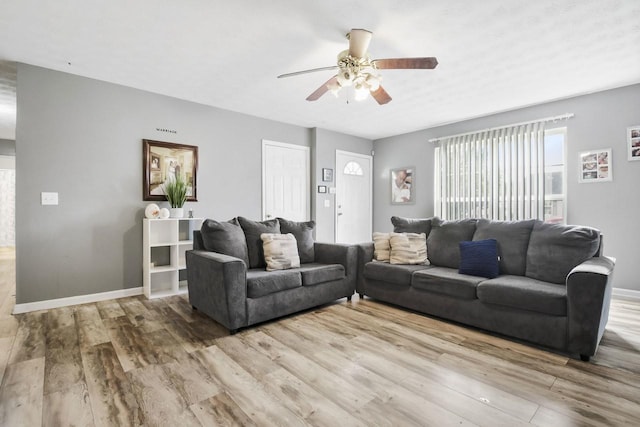 119 Sleepy Hollow Dr, Springfield, TN 37172 - living room featuring wood finished floors, ceiling fan, and baseboards