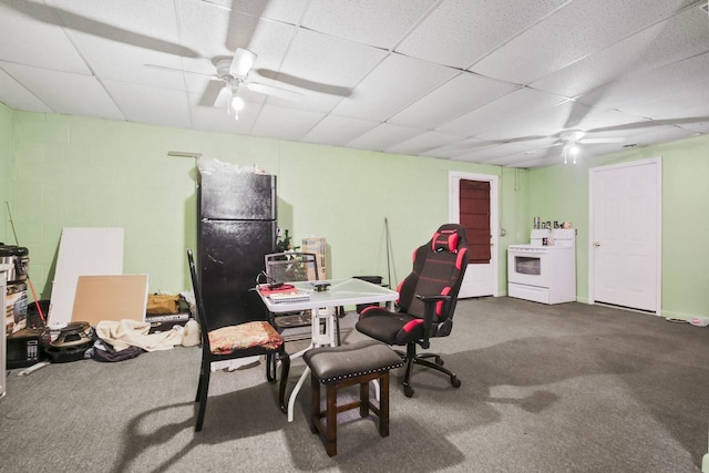 119 Sleepy Hollow Dr, Springfield, TN 37172 - carpeted office space featuring a ceiling fan and a drop ceiling