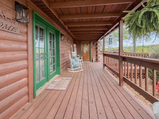 130 Wayne Threatt Rd, Dover, TN 37058 - wooden terrace with a porch and french doors