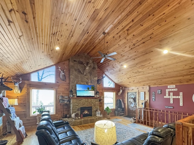 130 Wayne Threatt Rd, Dover, TN 37058 - living room with a wealth of natural light, wood ceiling, and hardwood / wood-style flooring