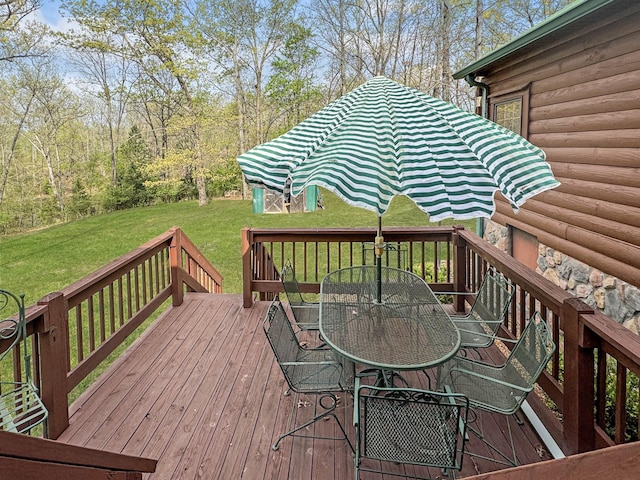 130 Wayne Threatt Rd, Dover, TN 37058 - wooden deck with a yard and outdoor dining space
