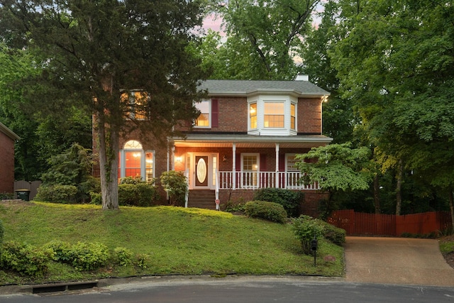 429 Old Oak Way, Hermitage, TN 37076 - view of front facade featuring a porch, brick siding, and a chimney
