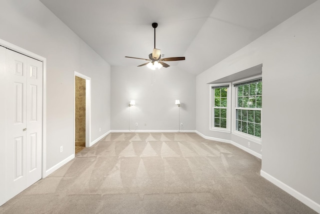 429 Old Oak Way, Hermitage, TN 37076 - carpeted spare room with ceiling fan, baseboards, and vaulted ceiling
