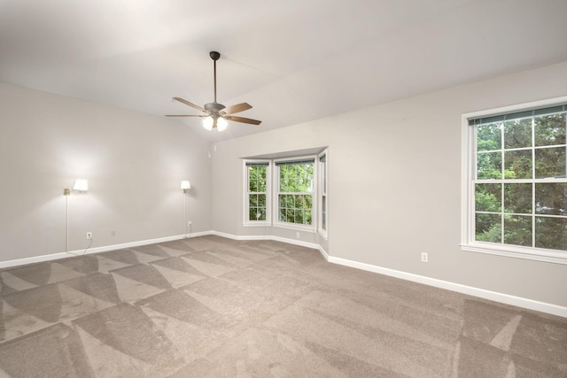429 Old Oak Way, Hermitage, TN 37076 - carpeted spare room with baseboards, plenty of natural light, ceiling fan, and lofted ceiling