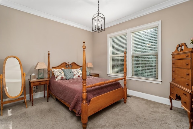 4029 Kings Camp Pass, Arrington, TN 37014 - bedroom with an inviting chandelier, baseboards, carpet, and crown molding